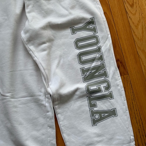 YoungLA Pants - White YoungLA Logo Sweats
